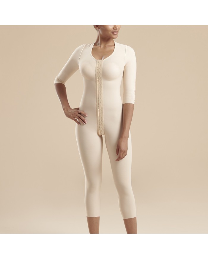 FBBMSM: Guaina Compressiva Completa con Maniche a 3/4 ed Apertura Frontale con Ganci | Marena